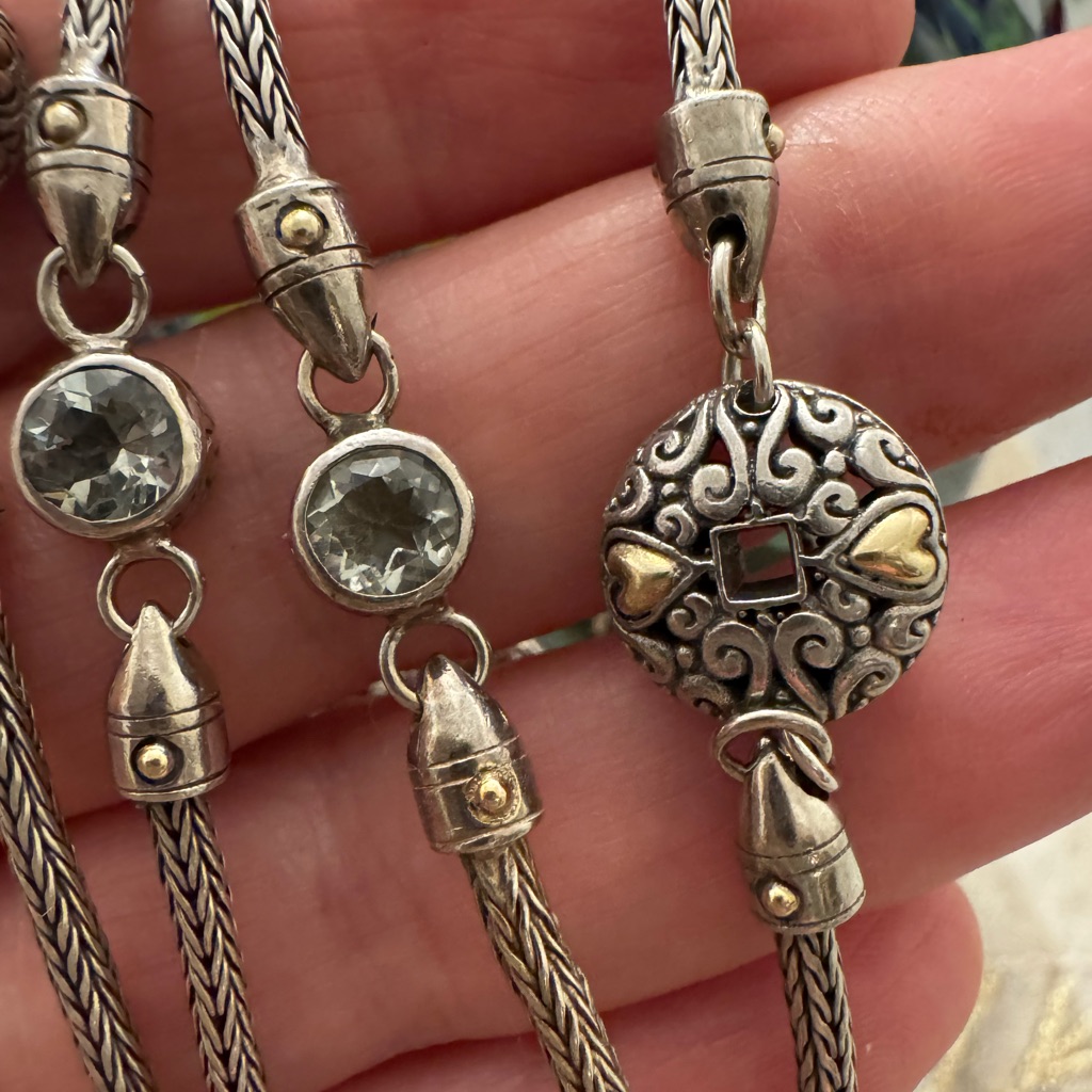Designer Vintage Sterling18k Necklace With Gem Stones